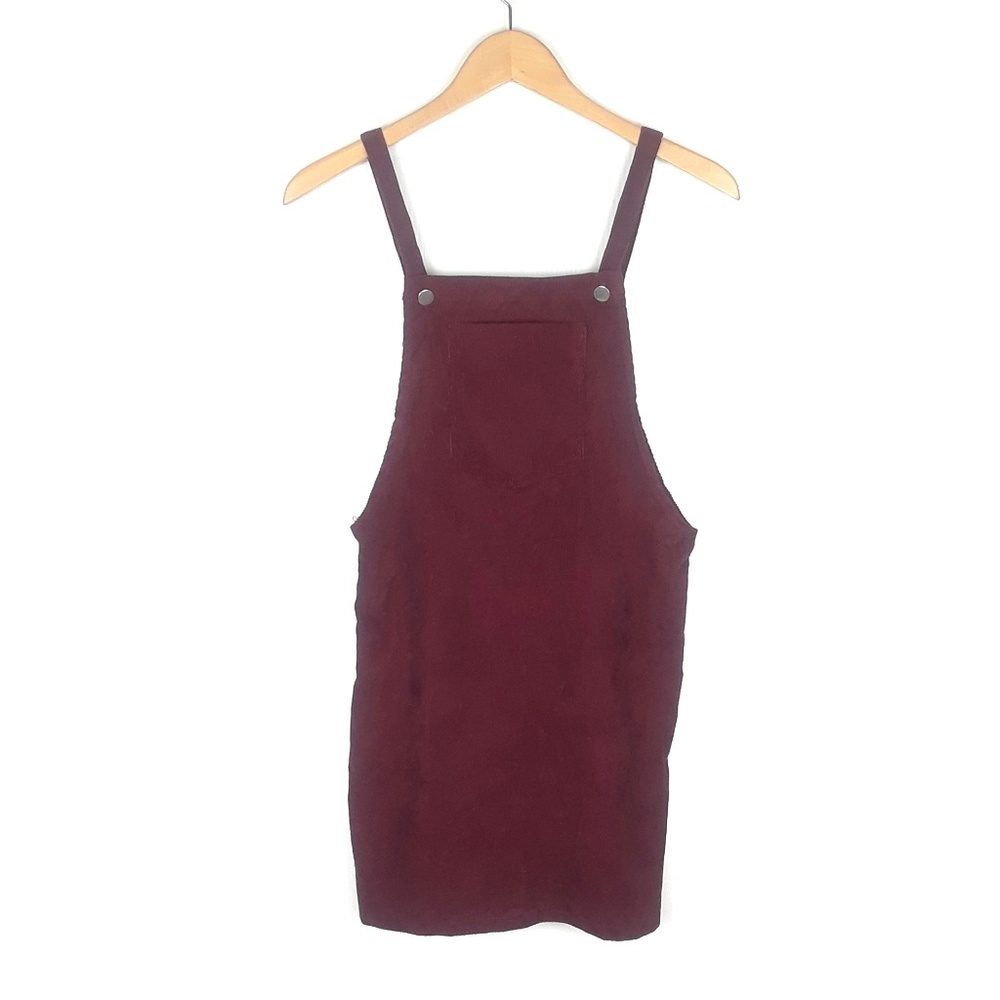 Boutique burgundy red corduroy overall dress